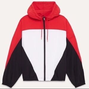 Aritzia TNA cherry and black windbreaker